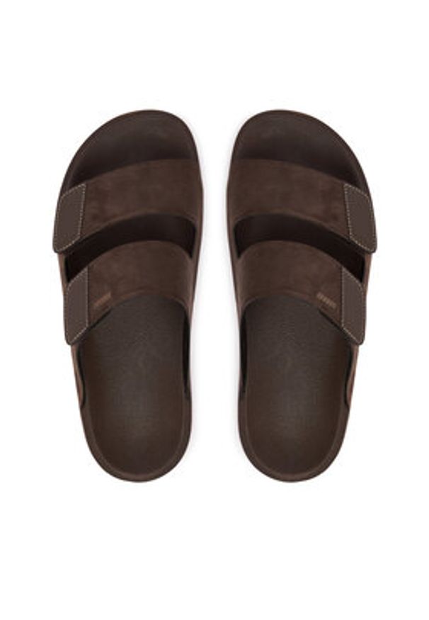 Hugo - HUGO Klapki Evander 50563303 Brązowy. Kolor: brązowy. Materiał: materiał