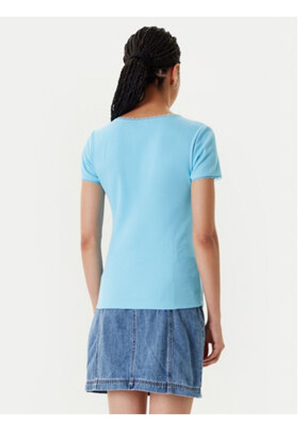 Morgan T-Shirt 232-DLUBI Turkusowy Slim Fit. Kolor: turkusowy. Materiał: bawełna