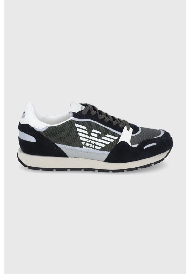 Emporio Armani Buty kolor granatowy. Zapięcie: sznurówki. Kolor: niebieski. Materiał: guma