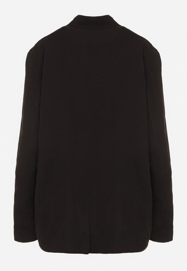 Born2be - Czarna Marynarka Oversize Pudełkowa z Kieszeniami z Modalu Mavelisse. Okazja: na co dzień. Kolor: czarny. Materiał: jeans. Styl: casual, elegancki