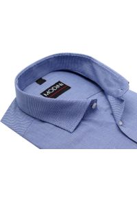 Granatowa koszula męska Modini w mikrowzór - 100% bawełna z termoregulacją DD8. Kolor: niebieski. Materiał: bawełna. Długość: długie #1