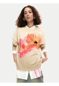 Desigual Bluza Noah 26SWSK05 Beżowy Regular Fit. Kolor: beżowy. Materiał: bawełna #1
