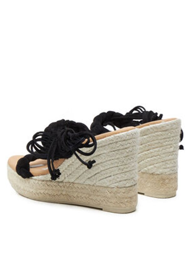 Manebi Espadryle Hamptons Two Braided Bands Wedge Espadrilles K 1.0 WE Czarny. Kolor: czarny. Materiał: zamsz, skóra