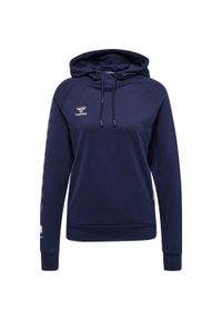Damska bawełniana bluza z kapturem Hummel Move Grid. Typ kołnierza: kaptur. Kolor: niebieski. Materiał: bawełna. Sport: fitness #1