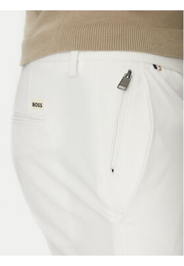 BOSS Spodnie materiałowe Kaito1_T 50487754 Biały Slim Fit. Kolor: biały. Materiał: bawełna, syntetyk
