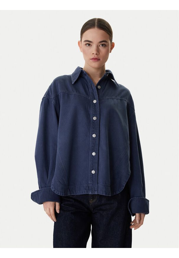 BOSS Koszula jeansowa 50552520 Szary Oversize. Kolor: szary. Materiał: bawełna