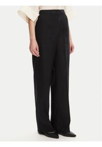 TOMMY HILFIGER - Tommy Hilfiger Spodnie materiałowe WW0WW46823 Czarny Straight Fit. Kolor: czarny. Materiał: len