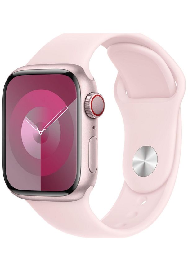 APPLE - Smartwatch Apple Watch 9 GPS+Cellular 45mm aluminium Różowy | Różowy pasek sportowy M/L. Rodzaj zegarka: smartwatch. Kolor: różowy. Materiał: materiał. Styl: sportowy