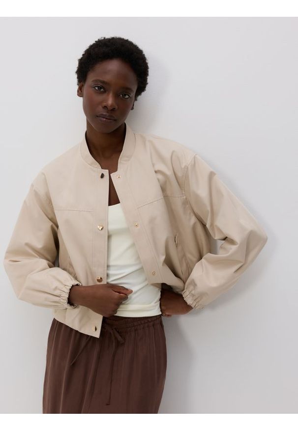 Reserved - Kurtka bomberka oversize - złamana biel. Materiał: tkanina, bawełna