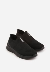 Born2be - Czarne Wsuwane Buty Sportowe Sneakersy z Siateczkową Cholewką Luthro. Okazja: na co dzień. Zapięcie: bez zapięcia. Kolor: czarny. Materiał: jeans. Szerokość cholewki: normalna #2