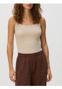 Reserved - Bawełniany top - kremowy. Kolor: kremowy. Materiał: bawełna