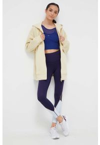 Adidas by Stella McCartney - adidas by Stella McCartney bluza dresowa kolor żółty z kapturem gładka. Typ kołnierza: kaptur. Kolor: żółty. Materiał: dresówka. Wzór: gładki #2