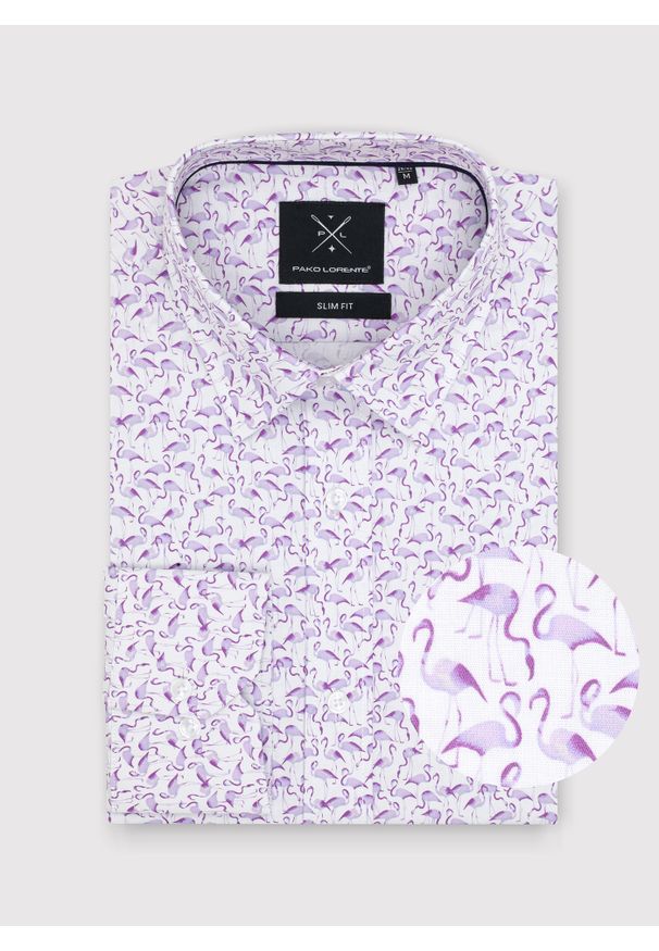 Pako Lorente - PAKO LORENTE – Koszula męska z zwierzęcym wzorem. Materiał: elastan, bawełna. Długość rękawa: długi rękaw. Długość: długie. Wzór: motyw zwierzęcy