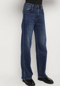 Born2be - Niebieskie Jeansy o Szerokim Kroju z Bawełną Tessale. Okazja: na co dzień. Kolor: niebieski. Styl: casual, elegancki #7
