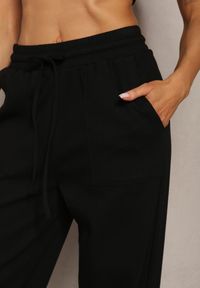 Renee - Czarne Bawełniane Spodnie Dresowe Utility z Szerokimi Nogawkami Guvilia. Kolor: czarny. Materiał: dresówka, bawełna