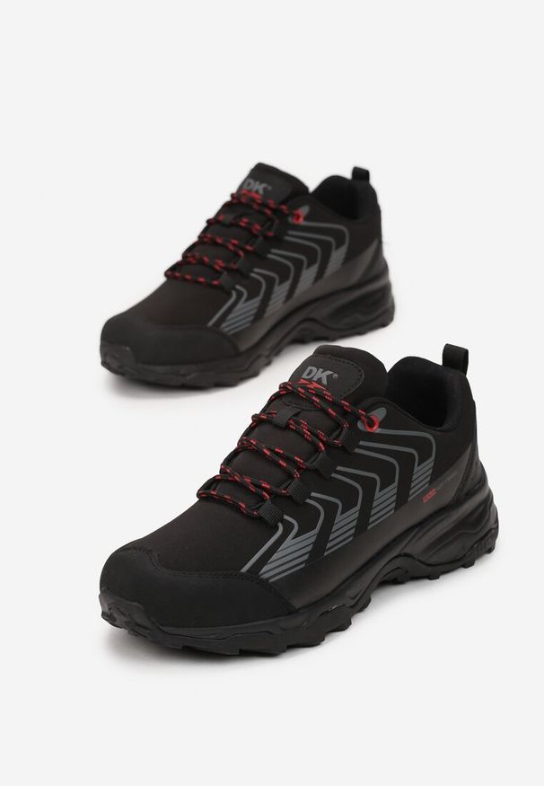 Born2be - Czarno-Czerwone Buty Sportowe Soft Shell Sznurowane Neluisa. Wysokość cholewki: przed kostkę. Nosek buta: okrągły. Kolor: czarny. Materiał: guma, materiał. Szerokość cholewki: normalna. Obcas: na płaskiej podeszwie