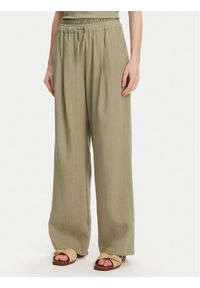 Marella Spodnie materiałowe Fred 2513131085 Zielony Wide Leg. Kolor: zielony. Materiał: len
