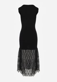 Renee - Czarna Sukienka Koktajlowa Bodycon z Wiskozą i Koronką na Dole Nedira. Kolor: czarny. Materiał: wiskoza, koronka. Wzór: koronka. Typ sukienki: bodycon. Styl: wizytowy #8