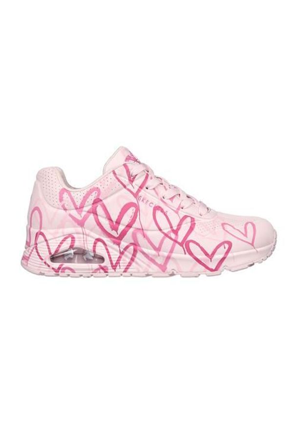 skechers - Buty do chodzenia damskie Skechers Spread The Love. Zapięcie: sznurówki. Kolor: różowy. Materiał: materiał, syntetyk, tkanina. Szerokość cholewki: normalna. Sport: turystyka piesza