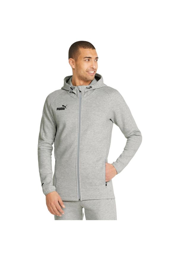 Bluza z kapturem Puma Teamfinal Casuals Hooded Jkt, Mężczyźni. Typ kołnierza: kaptur. Kolor: szary. Materiał: materiał, bawełna. Sport: piłka nożna