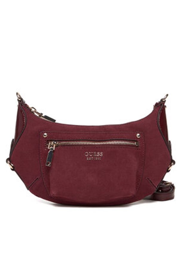 Guess Torebka Marsha Mini HWSG95 01720 Bordowy. Kolor: czerwony. Materiał: skórzane, zamszowe