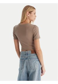 Guess T-Shirt V5YP08 K8RT2 Khaki Slim Fit. Kolor: brązowy. Materiał: wiskoza #4