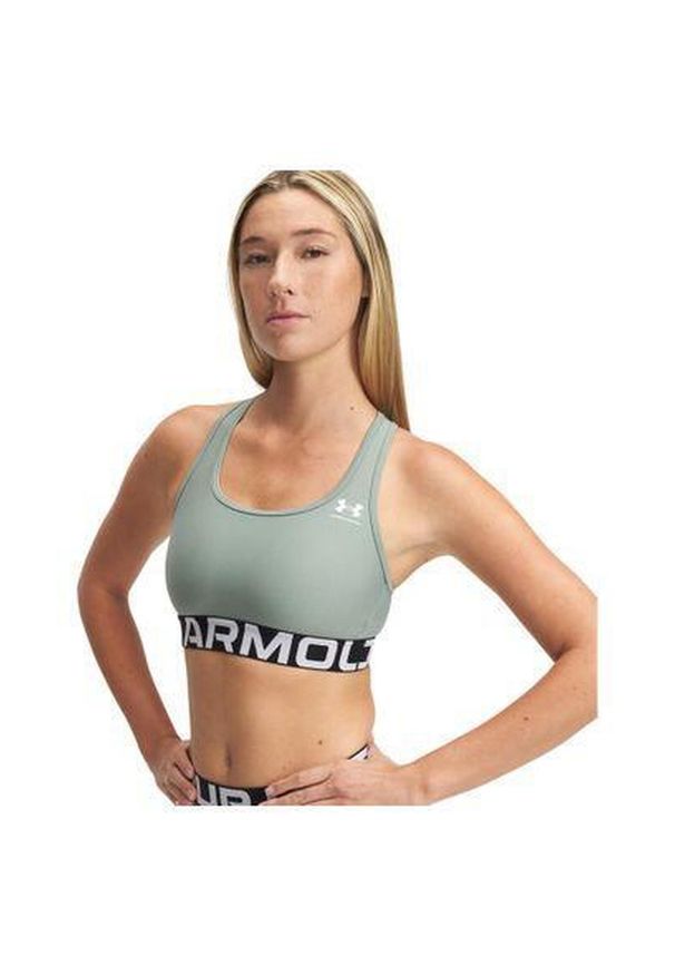 Stanik sportowy Under Armour HeatGear Authentics Mid Branded Bra. Kolor: zielony. Sport: fitness