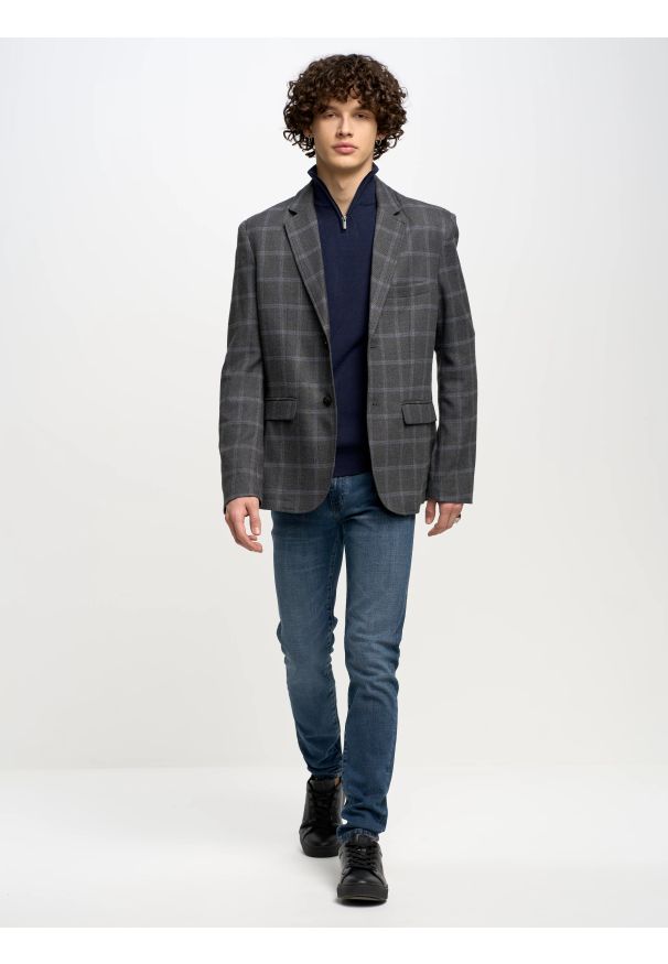 Big-Star - Jeansy męskie skinny granatowe Deric 583. Okazja: na co dzień. Kolor: niebieski. Styl: casual