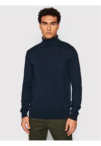 Selected Homme Golf Berg 16074684 Granatowy Regular Fit. Typ kołnierza: golf. Kolor: niebieski. Materiał: bawełna