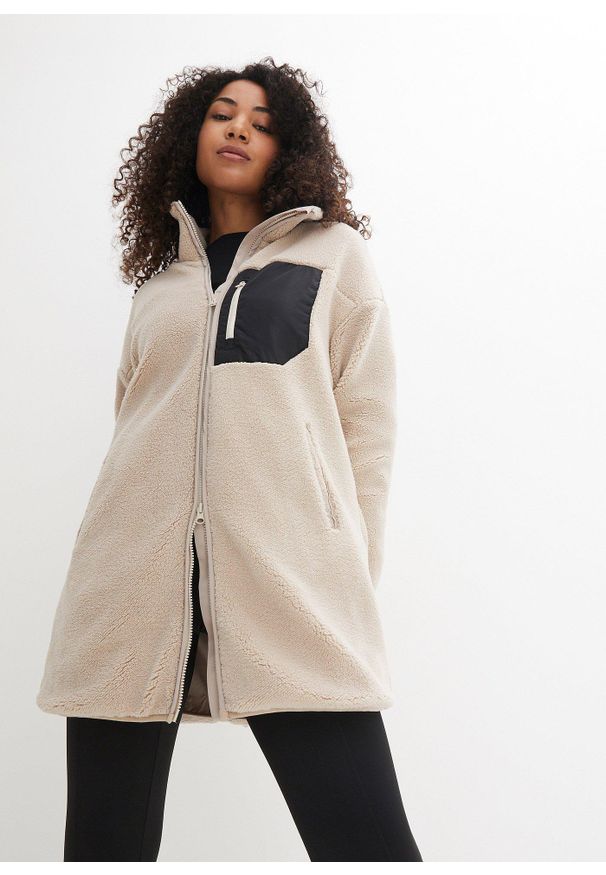 bonprix - Bluza rozpinana z polaru baranka. Kolor: szary. Materiał: polar