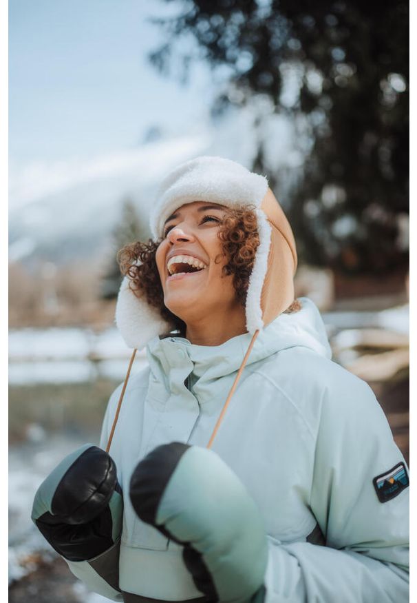 WEDZE - Czapka narciarska dla dorosłych Wedze Trendy 500 uszatka. Kolor: brązowy. Materiał: poliester, materiał. Sezon: zima. Styl: sportowy