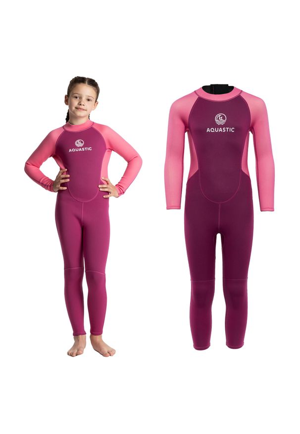 Pianka do pływania dziecięca AQUASTIC Wavey LG Jrg 2 mm. Kolor: różowy