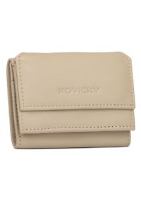 ROVICKY - Portfel damski Rovicky R-18-LFN beżowy. Kolor: beżowy. Materiał: skóra