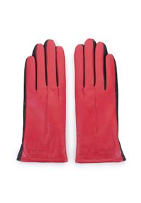 Wittchen - Damskie rękawiczki z dwóch kolorów skóry czerwono-czarne. Kolor: wielokolorowy, czarny, czerwony. Materiał: skóra #2