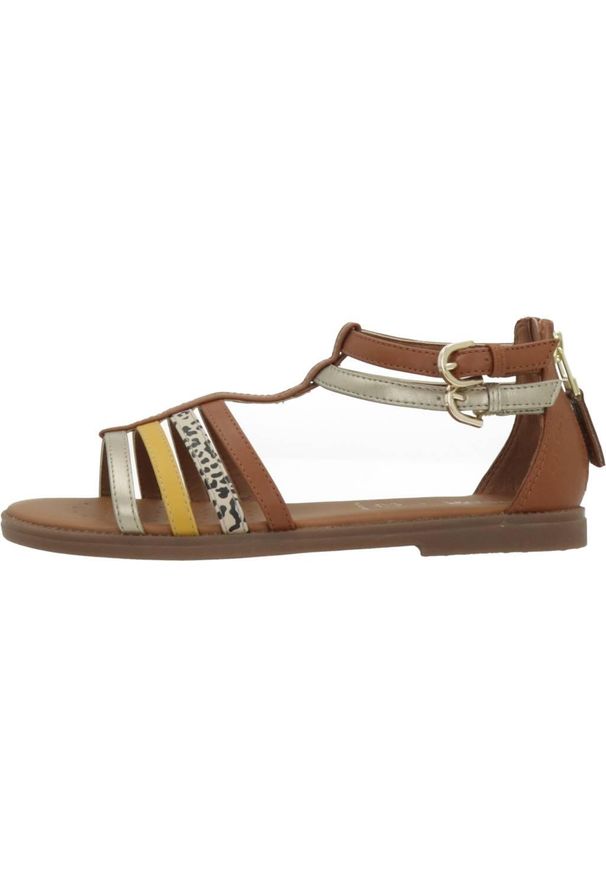 Geox - Sandały GEOX J SANDAL KARLY GIRL Brązowy. Kolor: brązowy. Materiał: skóra, syntetyk. Sezon: lato