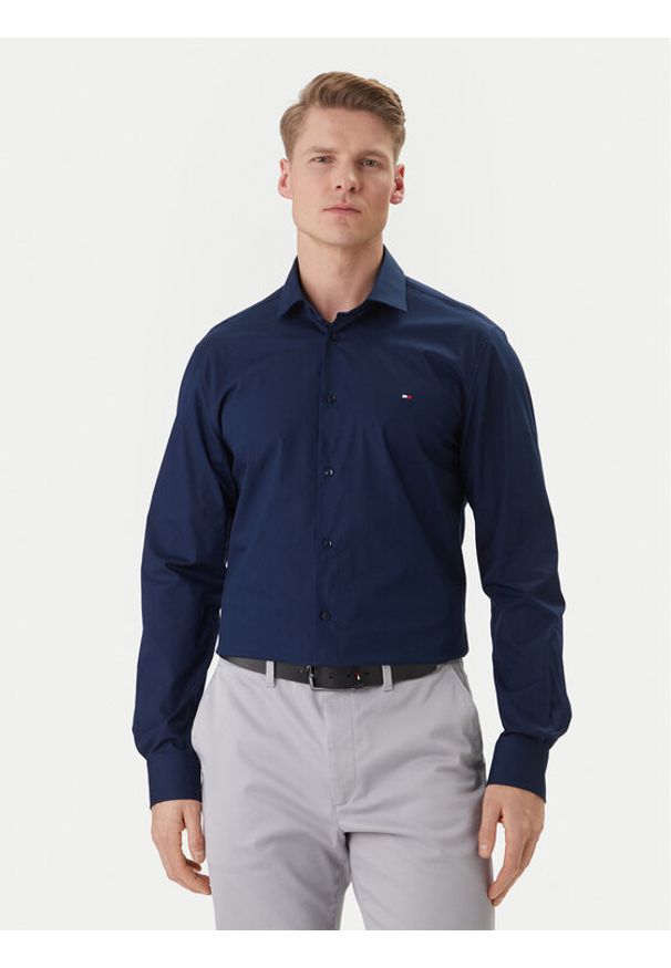 TOMMY HILFIGER - Tommy Hilfiger Koszula MW0MW38347 Granatowy Slim Fit. Kolor: niebieski. Materiał: bawełna