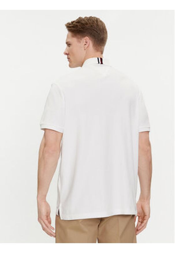 TOMMY HILFIGER - Tommy Hilfiger Polo Interlock MW0MW34783 Biały Regular Fit. Typ kołnierza: polo. Kolor: biały. Materiał: bawełna