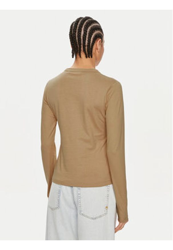 Calvin Klein Bluzka Nano Logo K20K207572 Beżowy Regular Fit. Kolor: beżowy. Materiał: bawełna