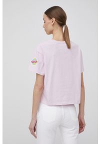 Napapijri t-shirt bawełniany Napapijri X Fiorucci kolor różowy. Kolor: różowy. Materiał: bawełna. Wzór: nadruk