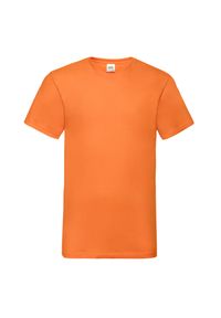 FRUIT OF THE LOOM - Męska Koszulka Z Dekoltem Valueweight. Kolor: żółty, pomarańczowy, wielokolorowy. Sport: turystyka piesza