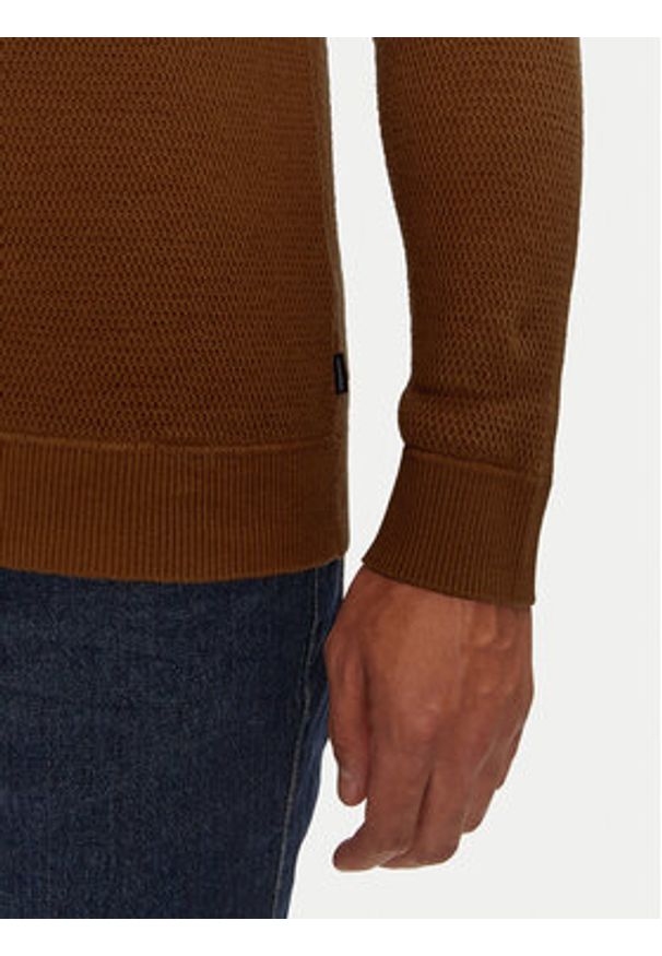 Jack & Jones Sweter 12264668 Brązowy Regular Fit. Kolor: brązowy. Materiał: bawełna
