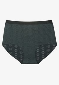 Born2be - Ciemnozielona Bielizna Modelująca Majtki z Wysokim Stanem Lilivirae. Stan: podwyższony. Kolor: zielony. Materiał: jeans