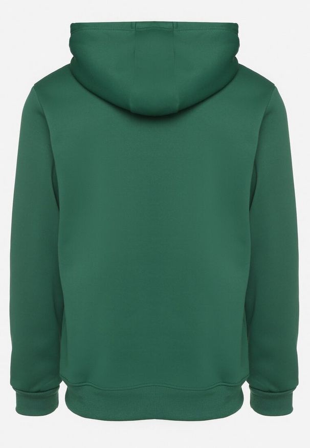 Born2be - Ciemnozielona Bluza z Bawełną i Kapturem Ozdobiona Napisem Arfesia. Okazja: na spotkanie biznesowe, na co dzień. Kolor: zielony. Materiał: bawełna. Wzór: aplikacja, napisy. Styl: biznesowy, casual