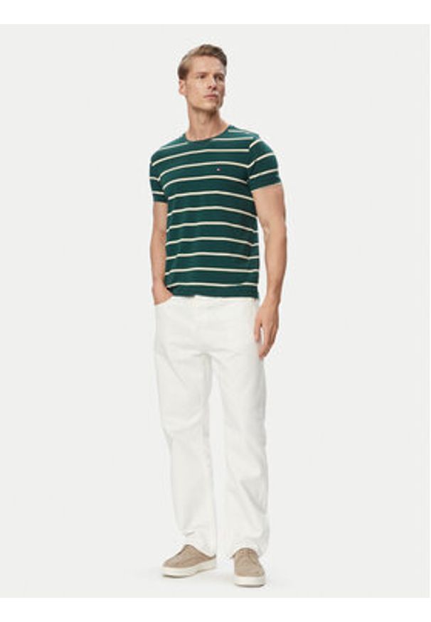 TOMMY HILFIGER - Tommy Hilfiger T-Shirt MW0MW10800 Zielony Regular Fit. Kolor: zielony. Materiał: bawełna