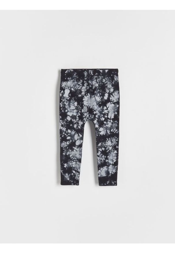 Reserved - Bawełniane legginsy tie dye - czarny. Kolor: czarny. Materiał: bawełna