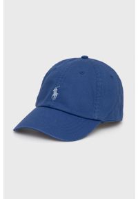 Polo Ralph Lauren Czapka bawełniana 710667709067 gładka. Kolor: niebieski. Materiał: bawełna. Wzór: gładki #1