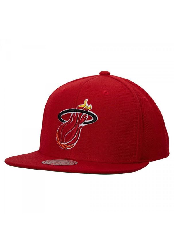 Czapka z daszkiem męska do koszykówki Mitchell & Ness NBA Miami Heat czerwona. Kolor: czerwony