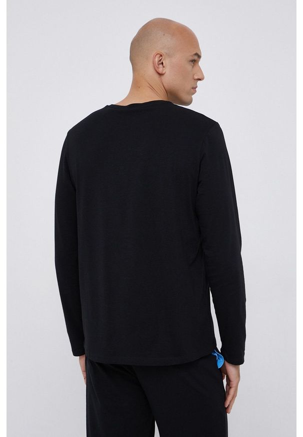 BOSS - Boss - Longsleeve. Kolor: czarny. Materiał: bawełna. Długość rękawa: długi rękaw. Wzór: aplikacja