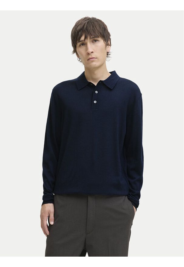Jack & Jones Sweter Merino 12281757 Granatowy Regular Fit. Kolor: niebieski. Materiał: wełna