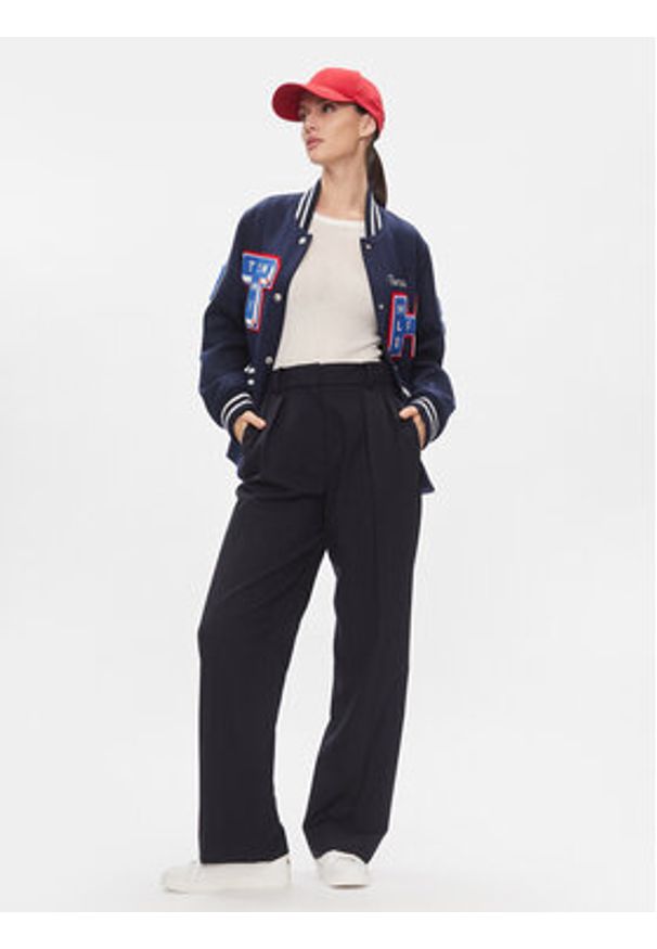 TOMMY HILFIGER - Tommy Hilfiger Kurtka bomber Collegiate Wool Blend Varsity WW0WW40479 Granatowy Regular Fit. Kolor: niebieski. Materiał: wełna